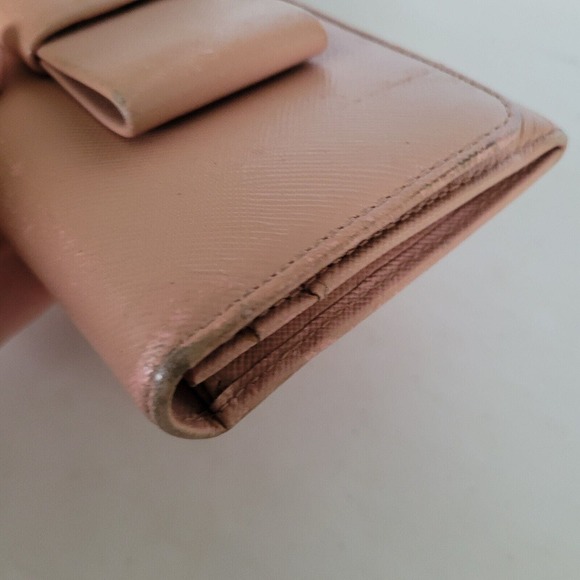 PRADA Saffiano Fiocco Orchidea Wallet Clutch Large Light Pink Envelope Bow Fair - Picture 15 of 15